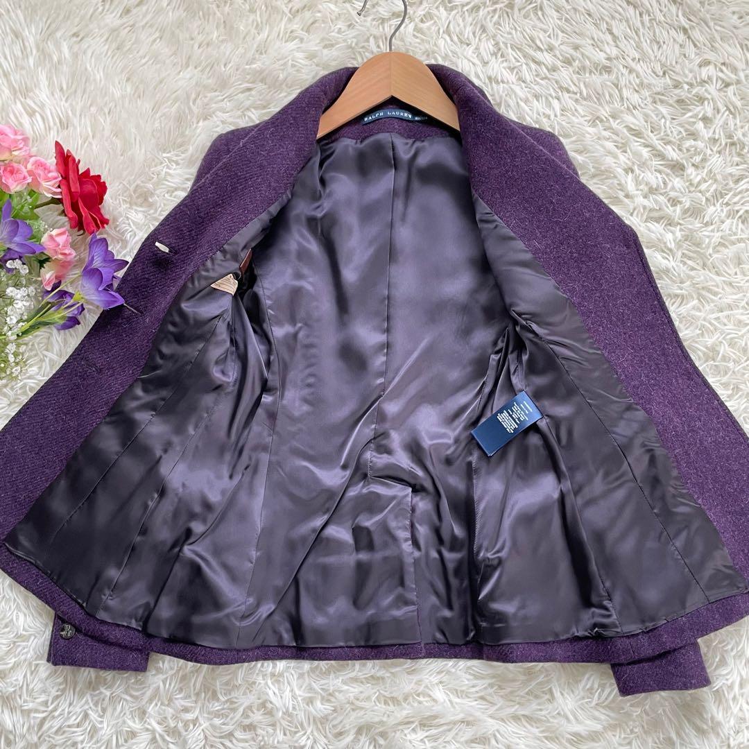 高級RALPH LAURENラルフローレンパープルツイードジャケットイタリア製