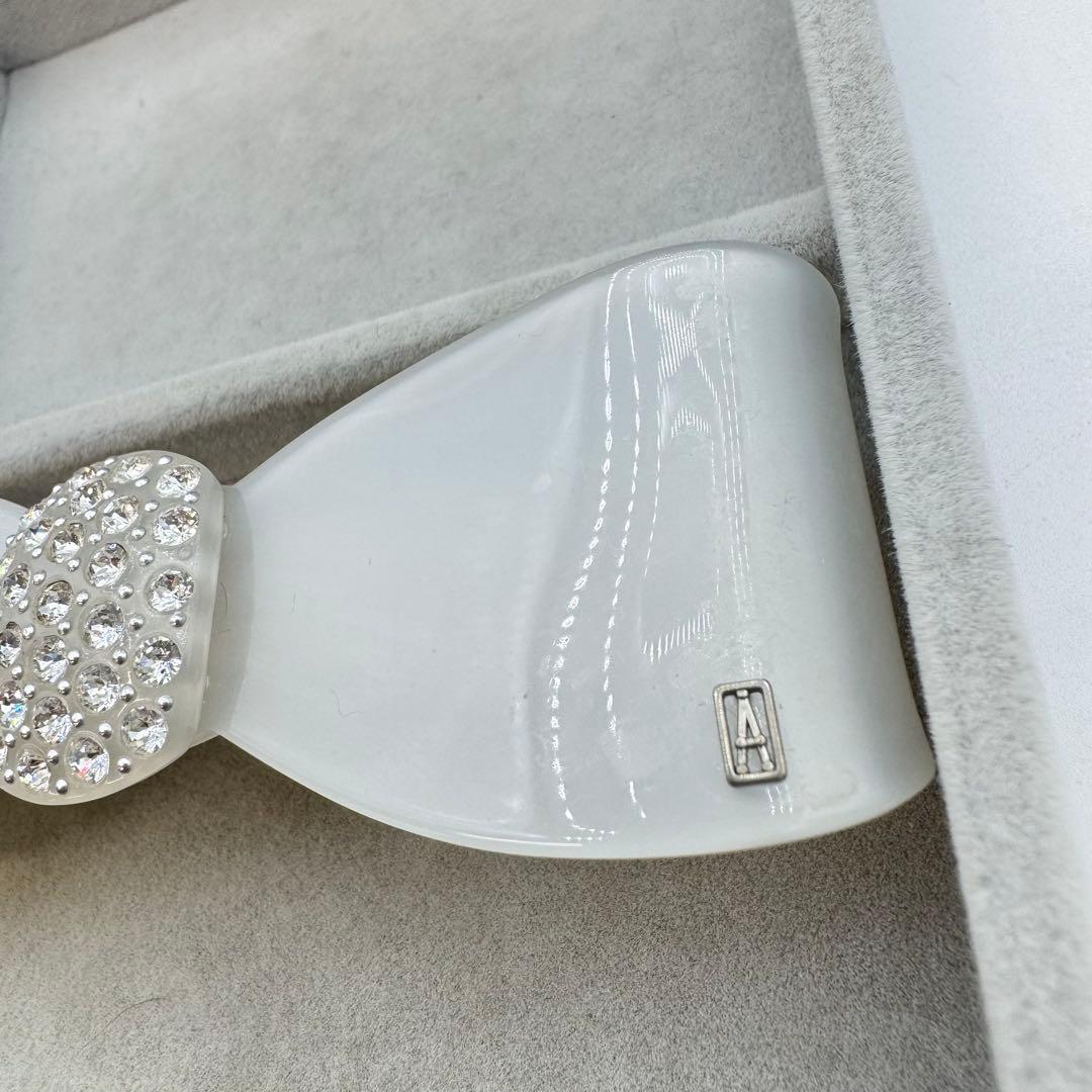 【保管袋付き】alexandre de paris バレッタ　リボン　ストーン