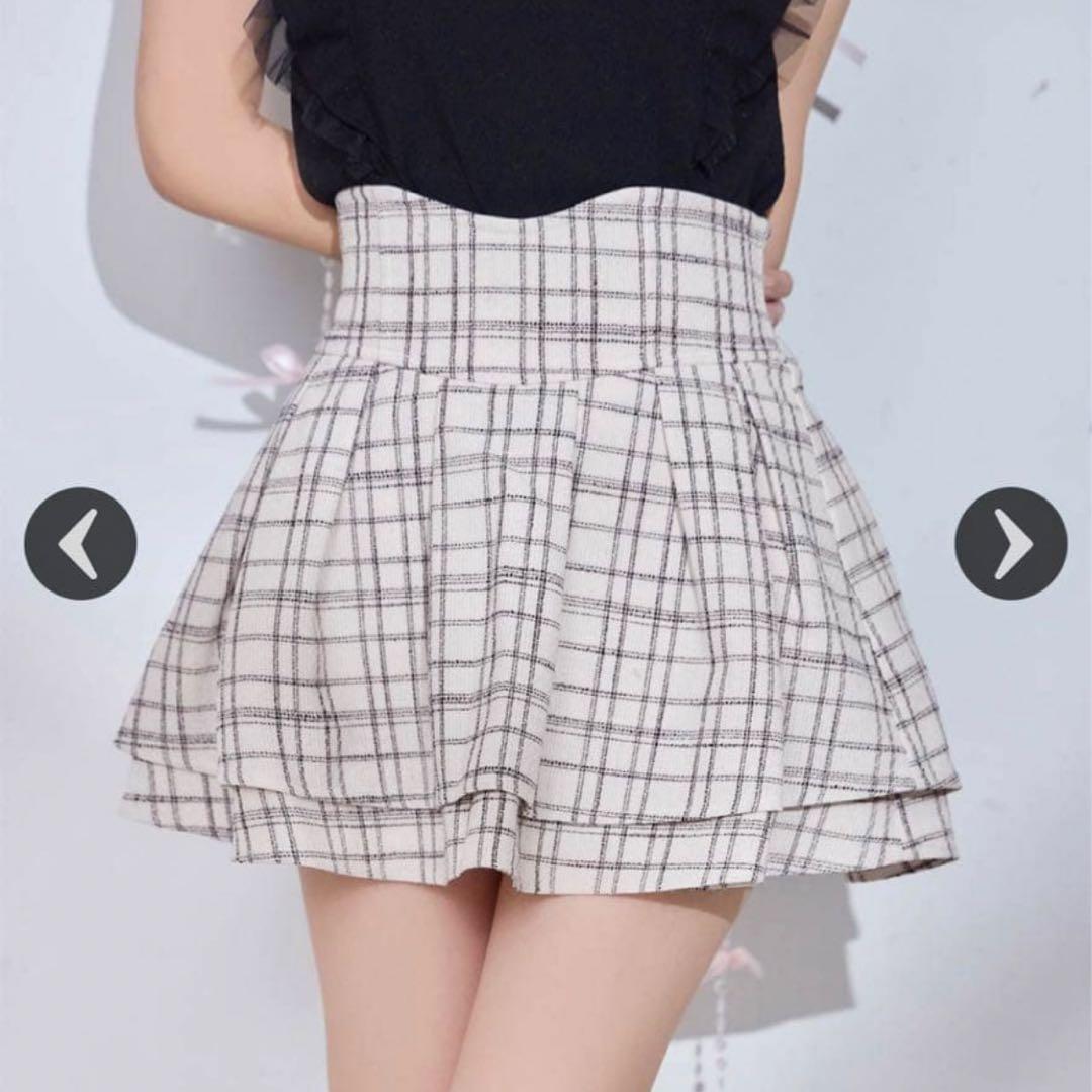 ミシェルマカロン 美脚スカート ツイード ホワイト