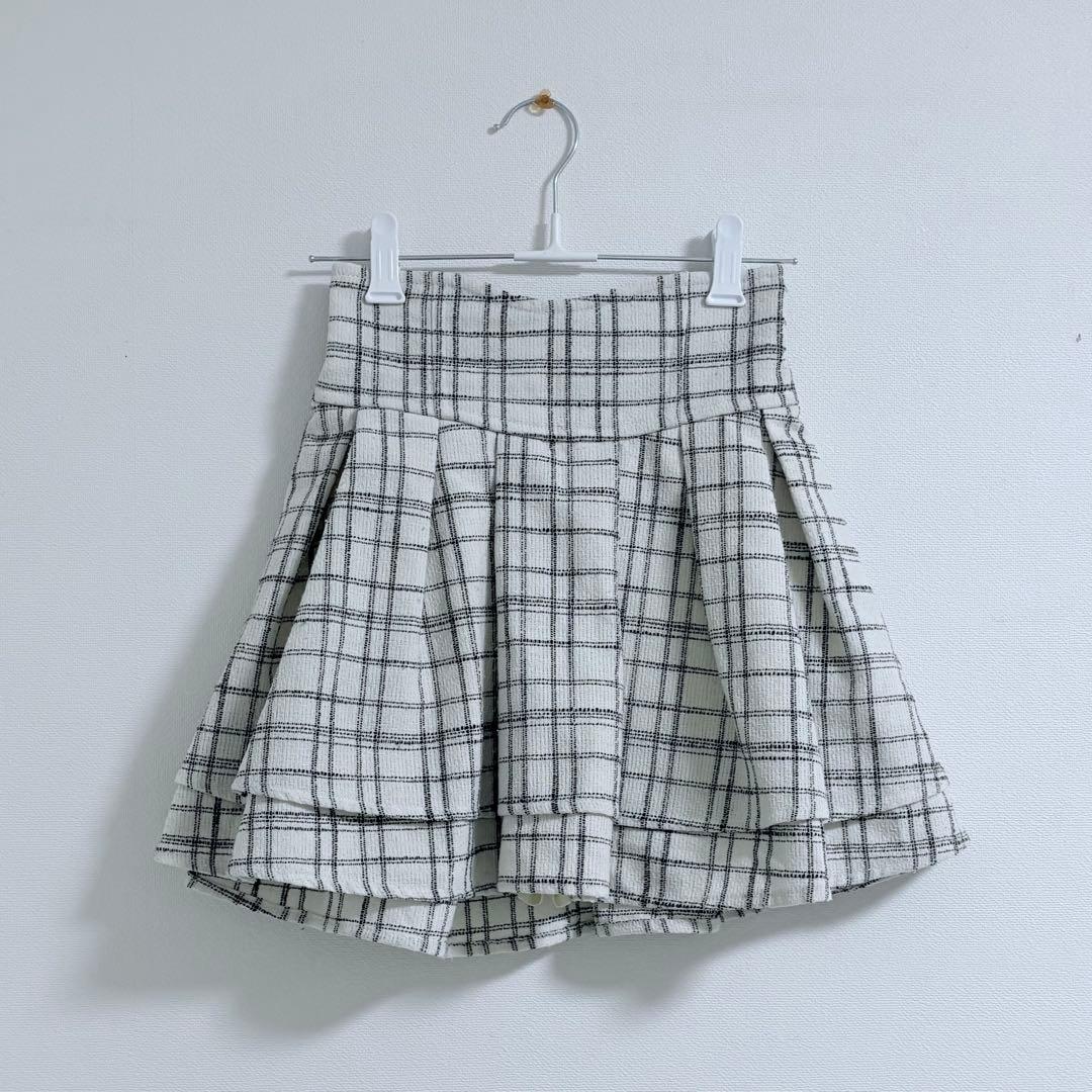 ミシェルマカロン 美脚スカート ツイード ホワイト