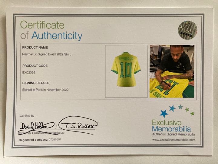 ネイマール サイン入り ブラジル代表 22/23 ホーム 半袖 ユニフォーム
