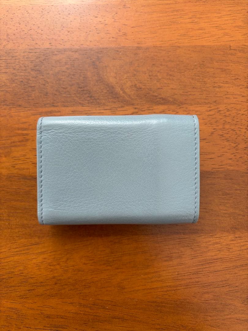 BALENCIAGA ペーパーミニウォレット　三つ折りミニ財布　ブルーグレー