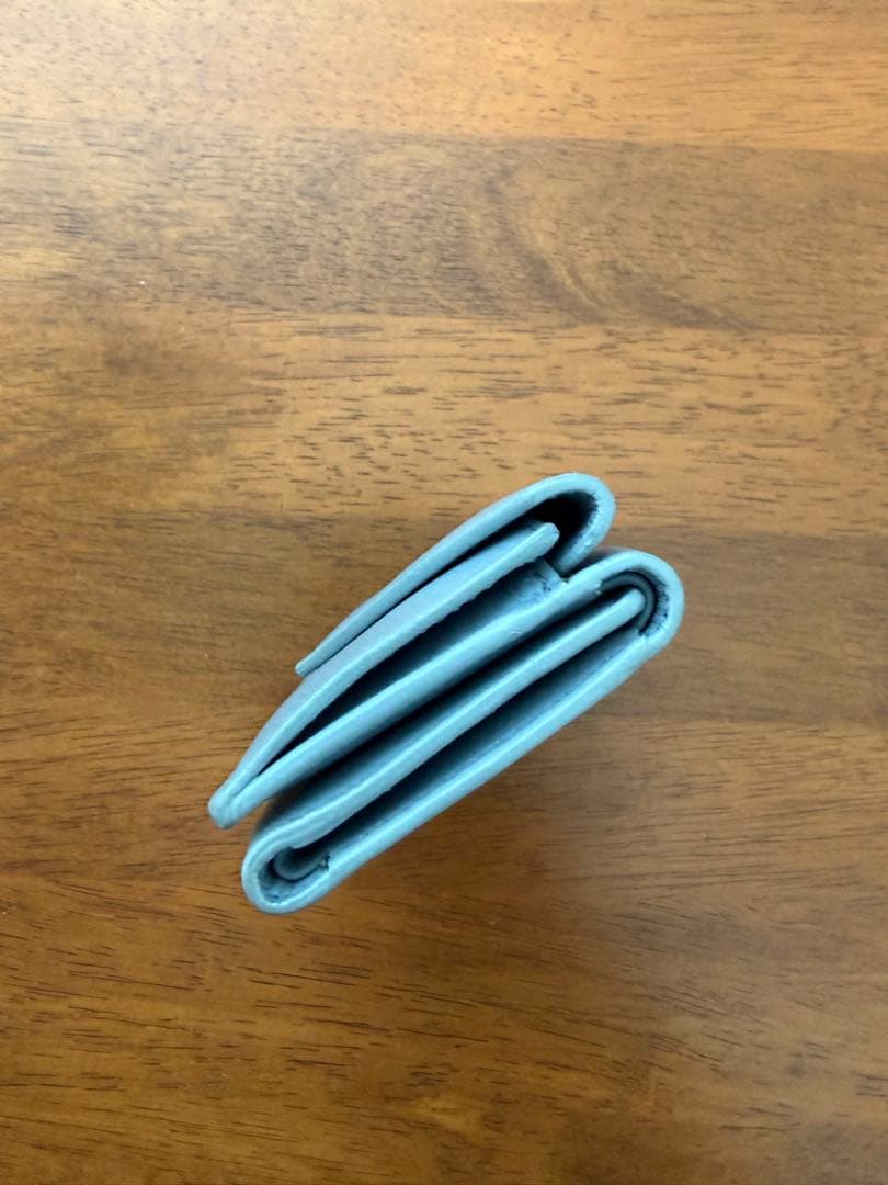 BALENCIAGA ペーパーミニウォレット　三つ折りミニ財布　ブルーグレー