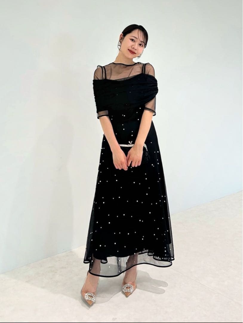 【LEJA】2WAYチュールトップスパールAラインドレスワンピース2点セット