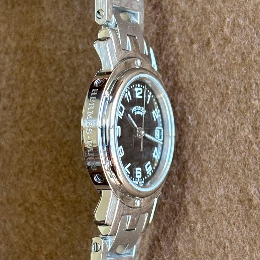 【HERMES】✨極美品✨ クリッパー レディース 腕時計 ブラック文字盤