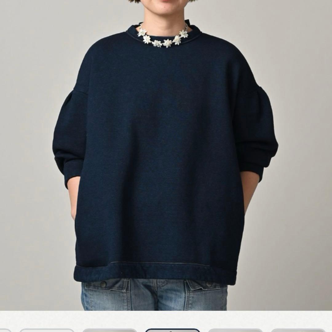 45R インディゴ裏毛パフチュニック