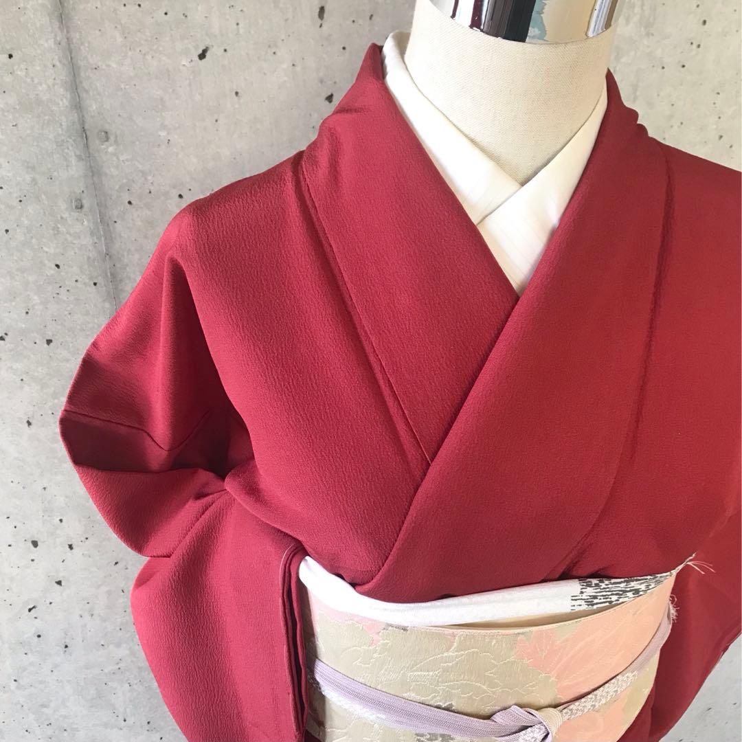 正絹　色無地　一つ紋　袷