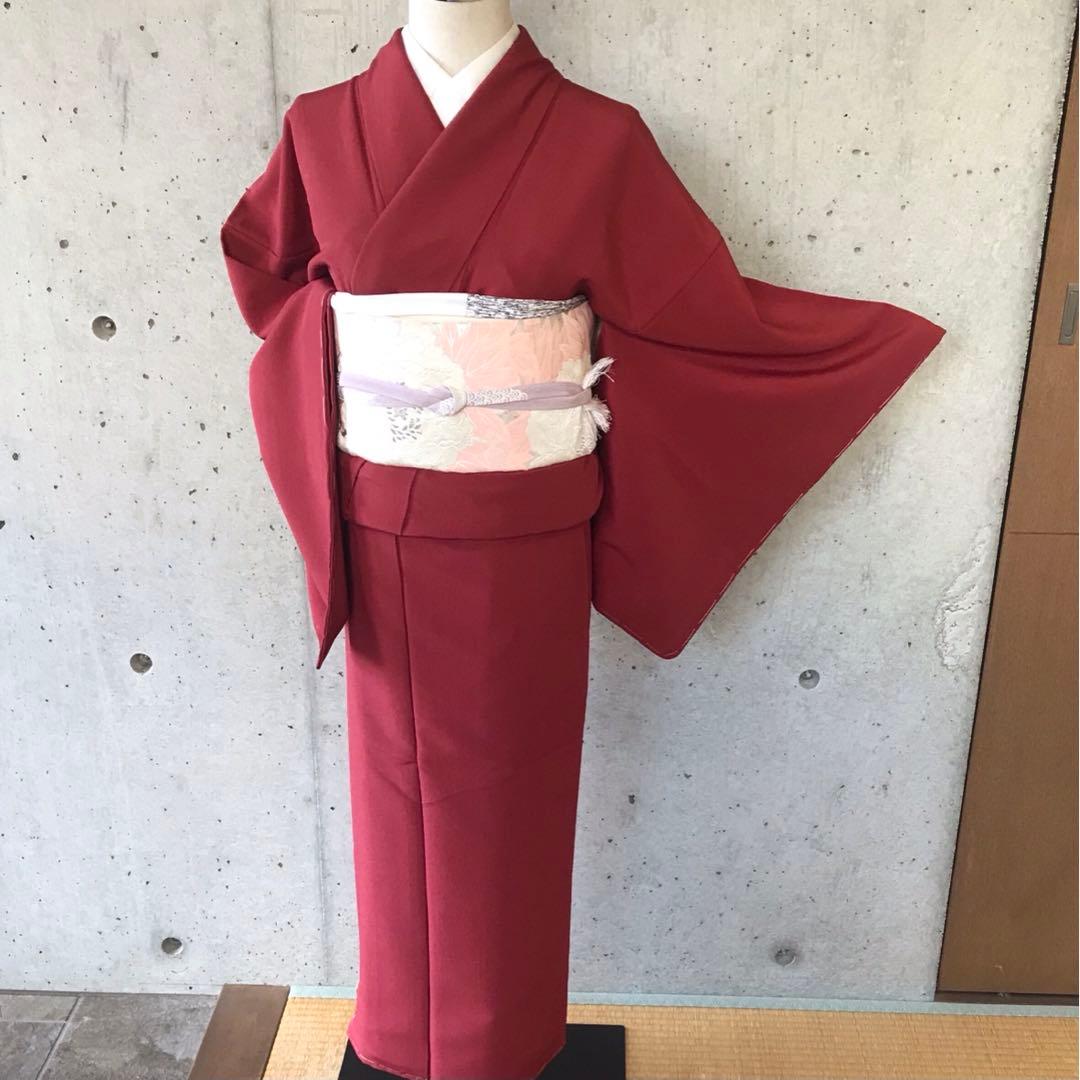 正絹　色無地　一つ紋　袷