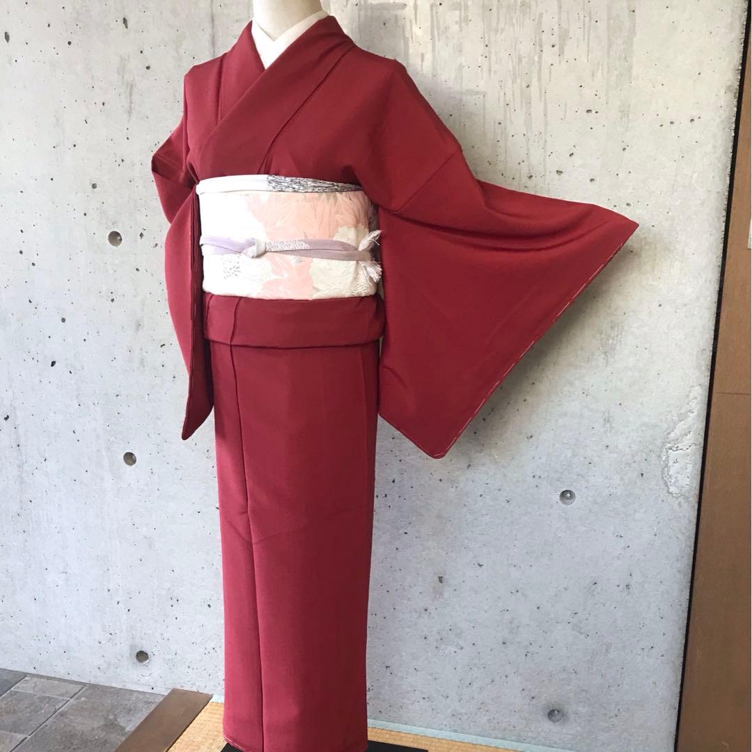 正絹　色無地　一つ紋　袷