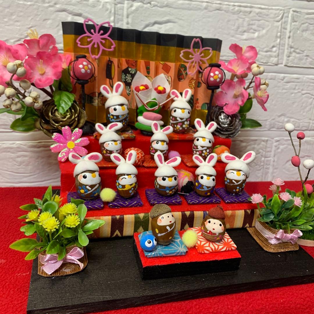 どんぐりアート♡お雛様オブジェ2点＆春のオブジェ2点♡