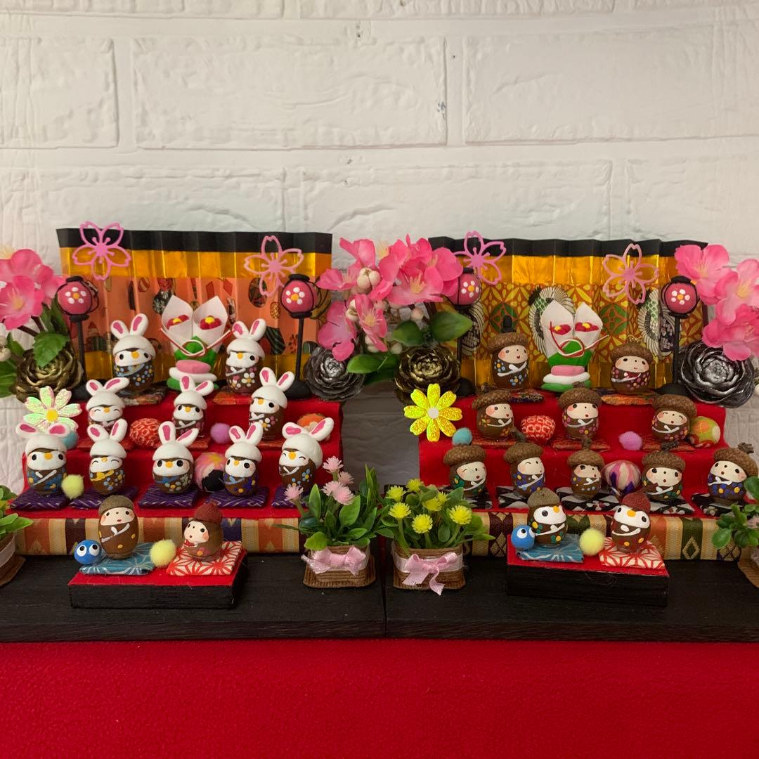 どんぐりアート♡お雛様オブジェ2点＆春のオブジェ2点♡