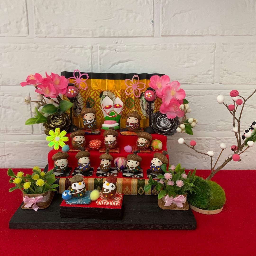 どんぐりアート♡お雛様オブジェ2点＆春のオブジェ2点♡