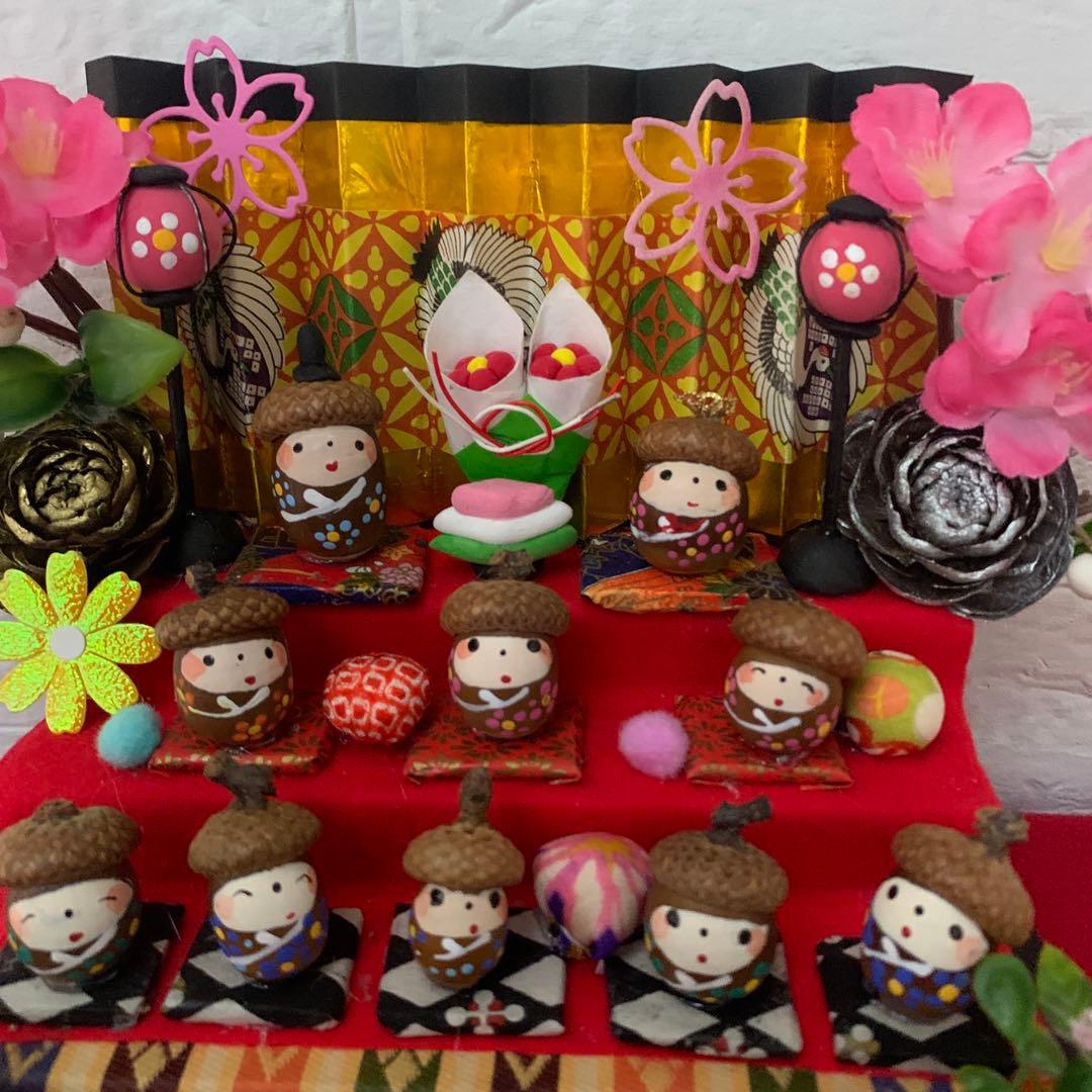 どんぐりアート♡お雛様オブジェ2点＆春のオブジェ2点♡