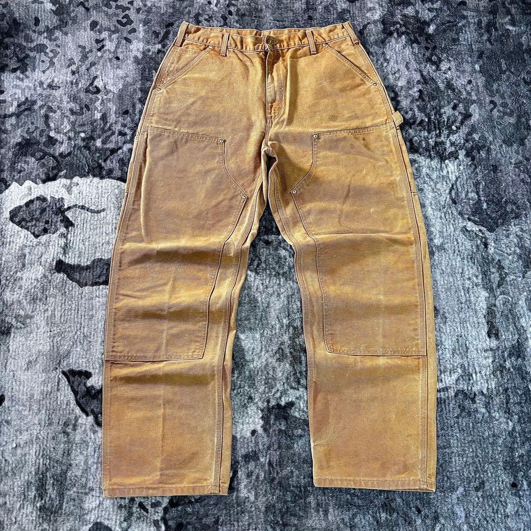 希少ダック地 ダブルニー ペンキ ワークパンツ 古着 一点物 良フェード