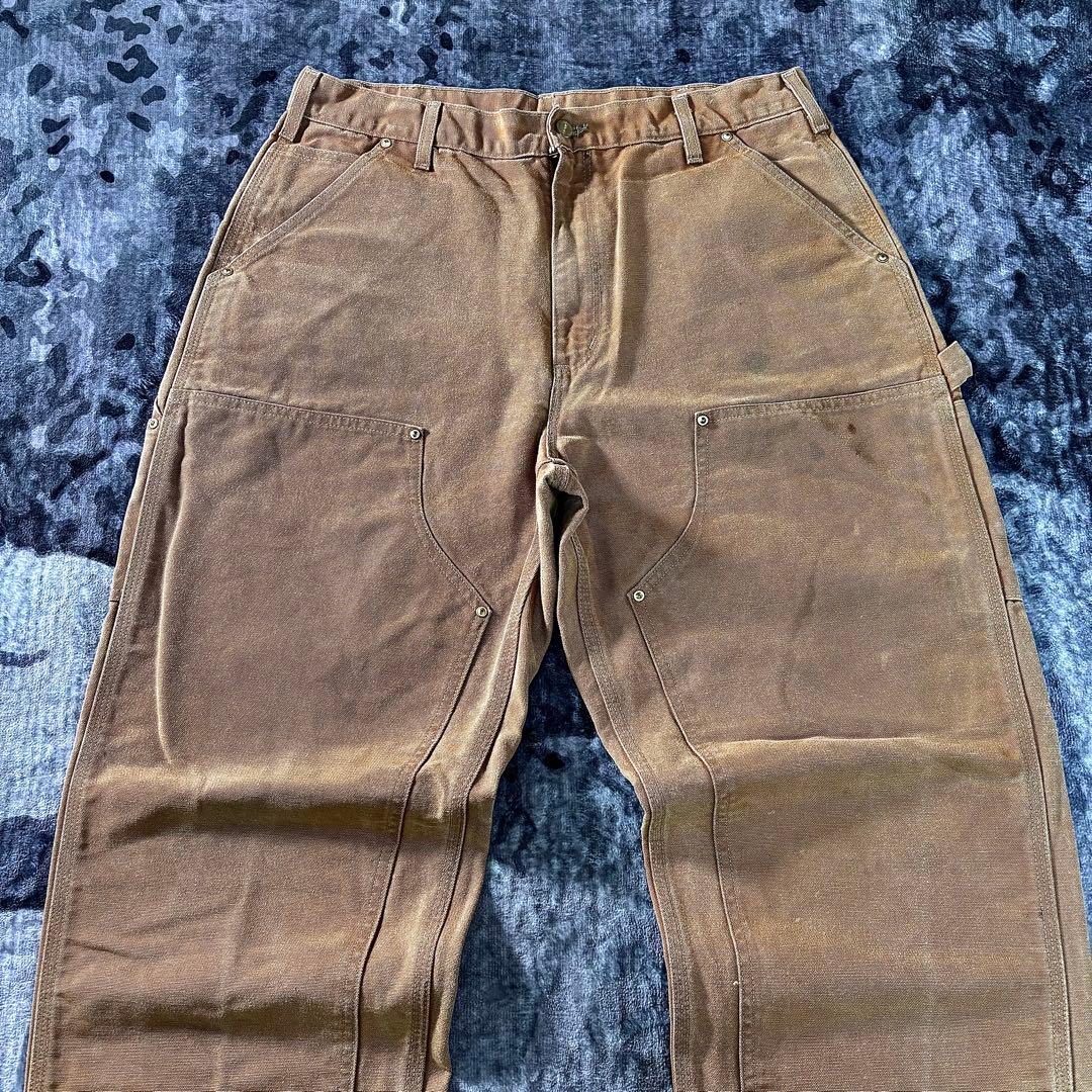 希少ダック地 ダブルニー ペンキ ワークパンツ 古着 一点物 良フェード