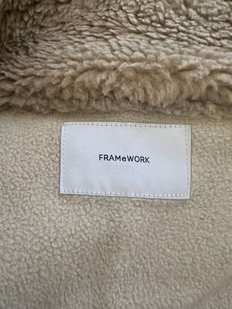 【FRAMeWORK】ボアスタンドブルゾン　グレージュ　36