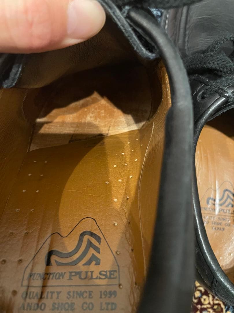 黒 レザー チロリアンシュ-ズ　安藤製靴　OR-1