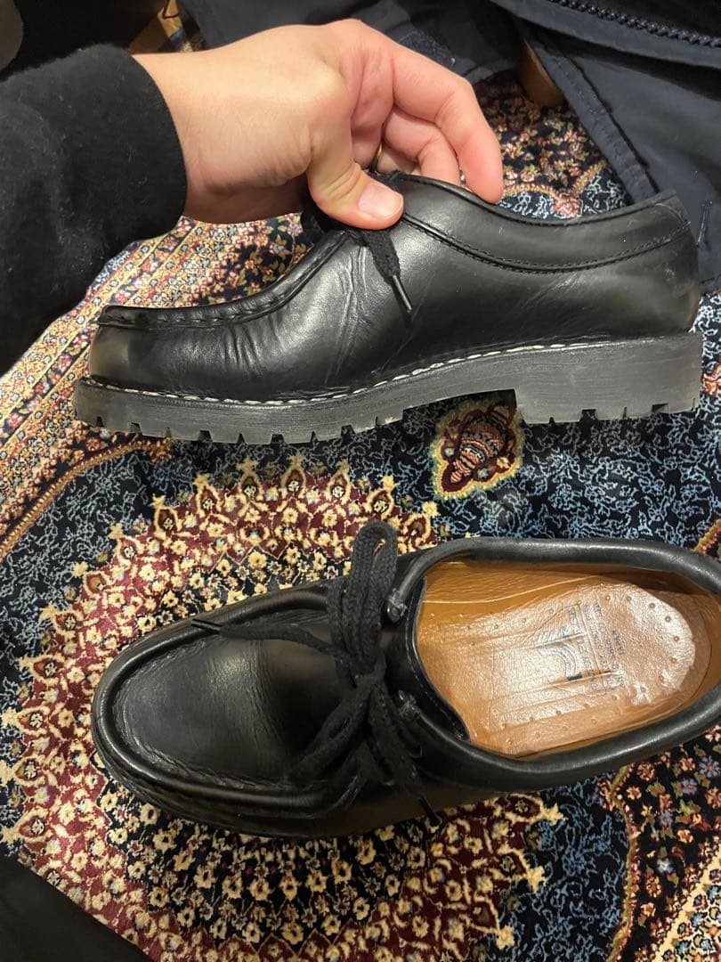 黒 レザー チロリアンシュ-ズ　安藤製靴　OR-1