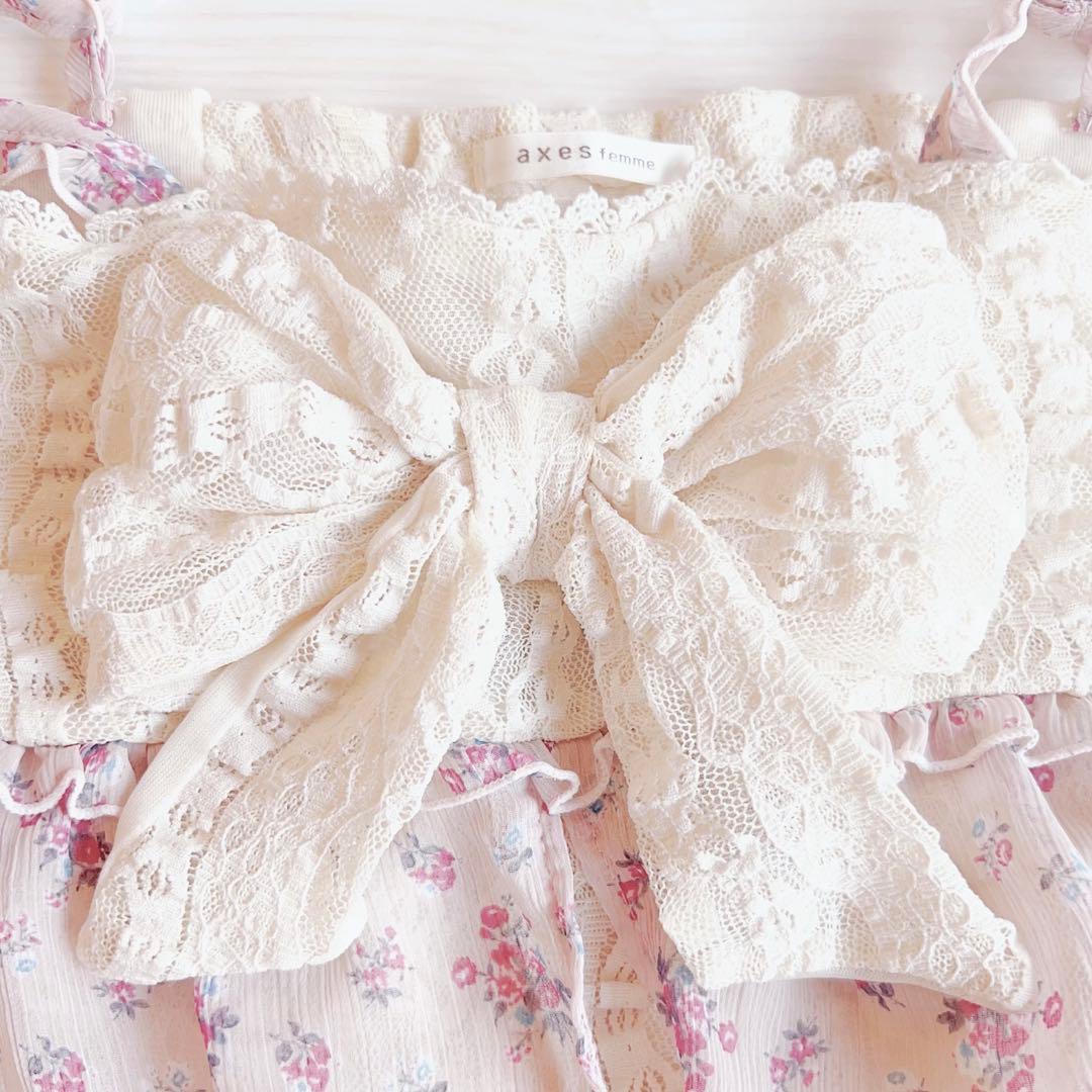 axes femme LIZLISA系 花柄トップス＊リボン