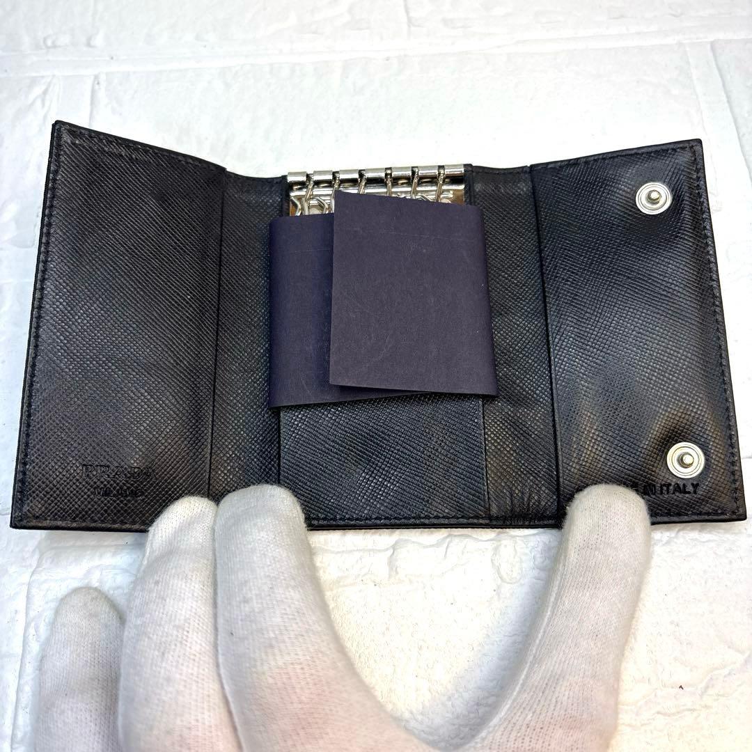 PRADA 6連キーケースブラック ナイロン