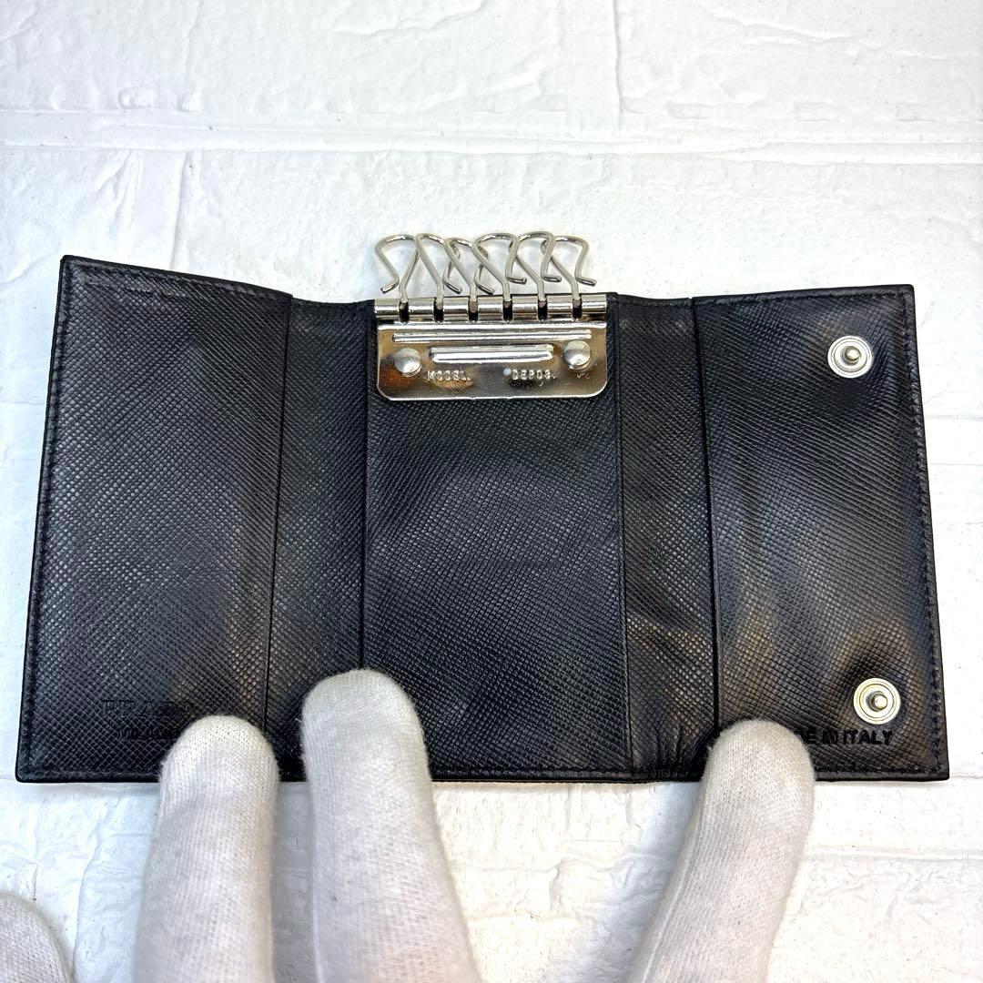 PRADA 6連キーケースブラック ナイロン