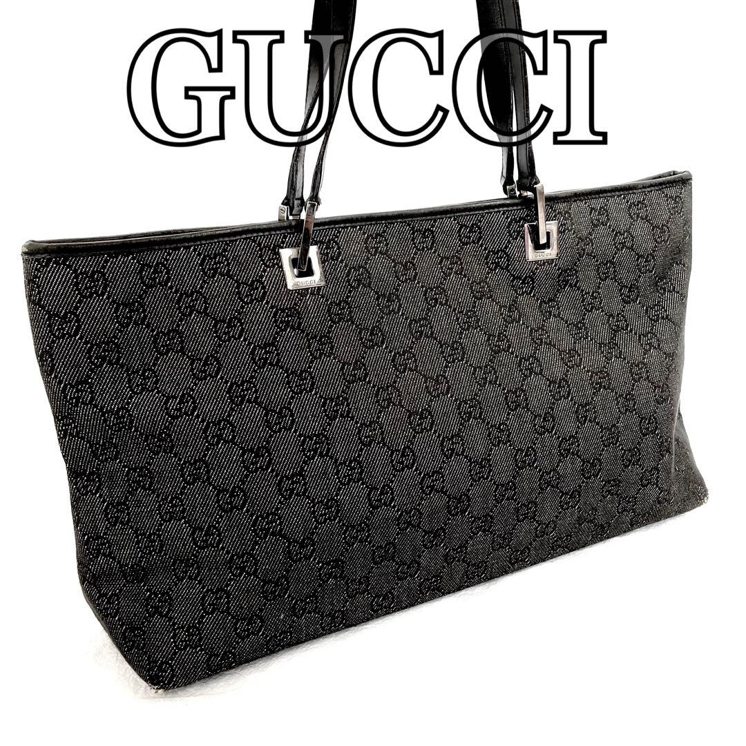 美品✨GUCCI グッチ　GG柄キャンバス×レザー　トートバッグ　手提げ　肩掛け