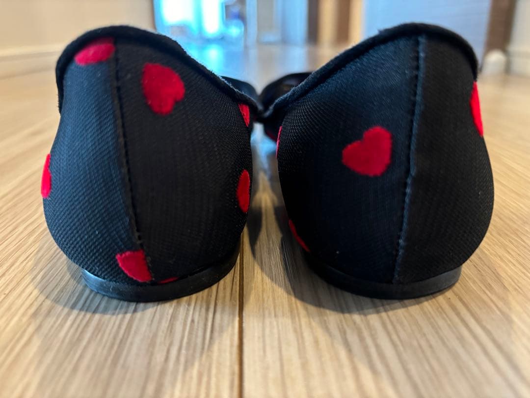 PIPICHIC / ハート柄 スクエアトゥ フラットシューズ