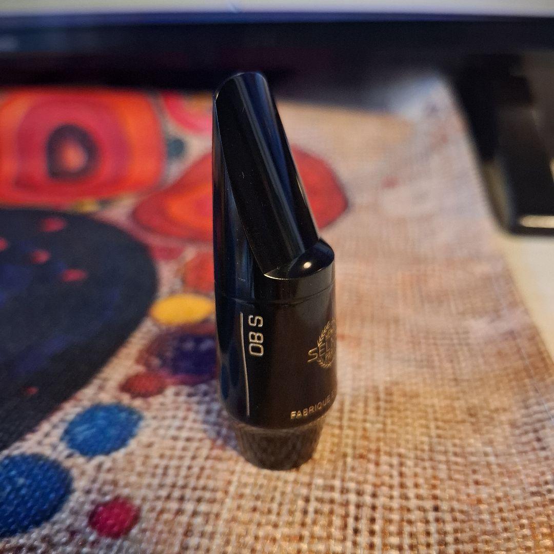 美品☆S80 ソプラノサックス用マウスピース 金キャップ&金メッキリガチャー付