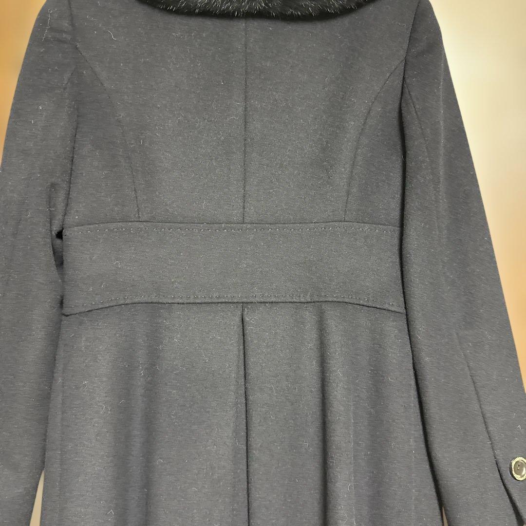 美品 FOXEY濃紺ファー襟 カシミヤロングコート