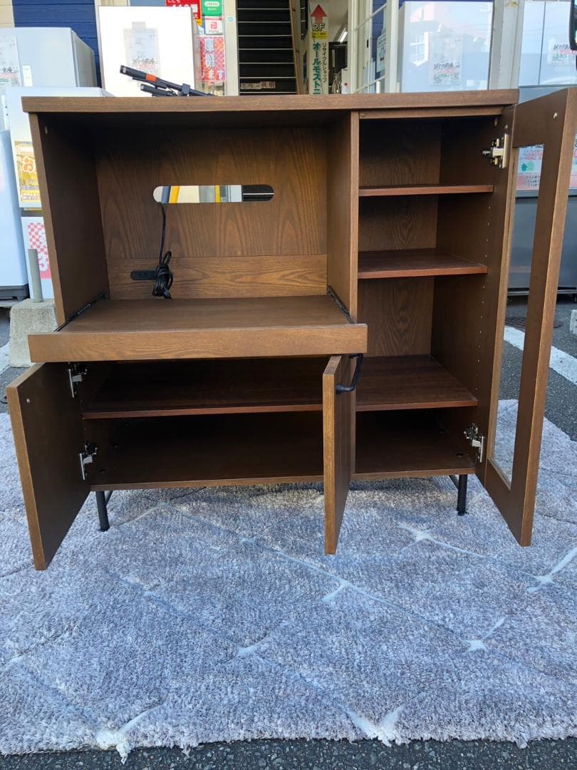 【bk】食器棚 LOWYA ガラスドア付き レンジボード