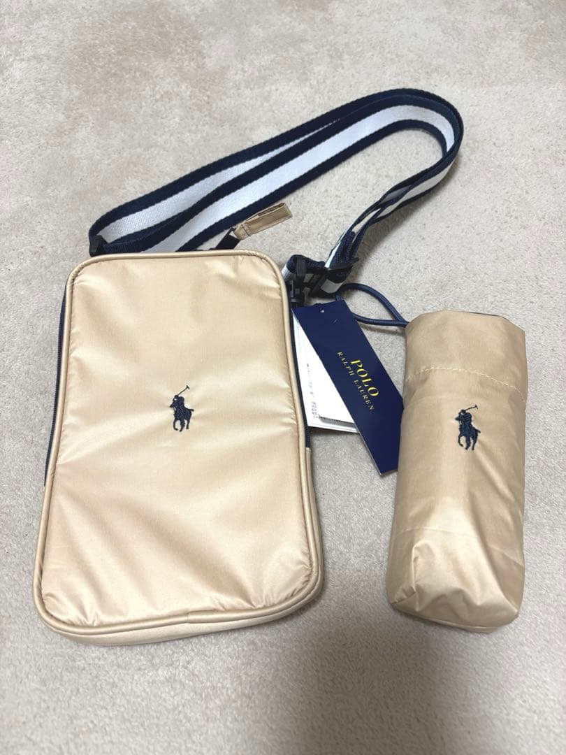 【ポロラルフローレン】晴雨兼用折りたたみ傘 遮光/uv レインポーチ付き