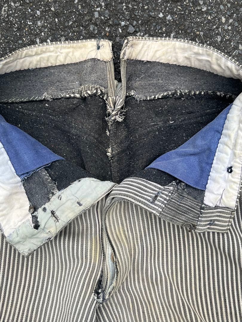 30s-50s ユーロヴィンテージ フレンチ コットンピケパンツ ストライプ