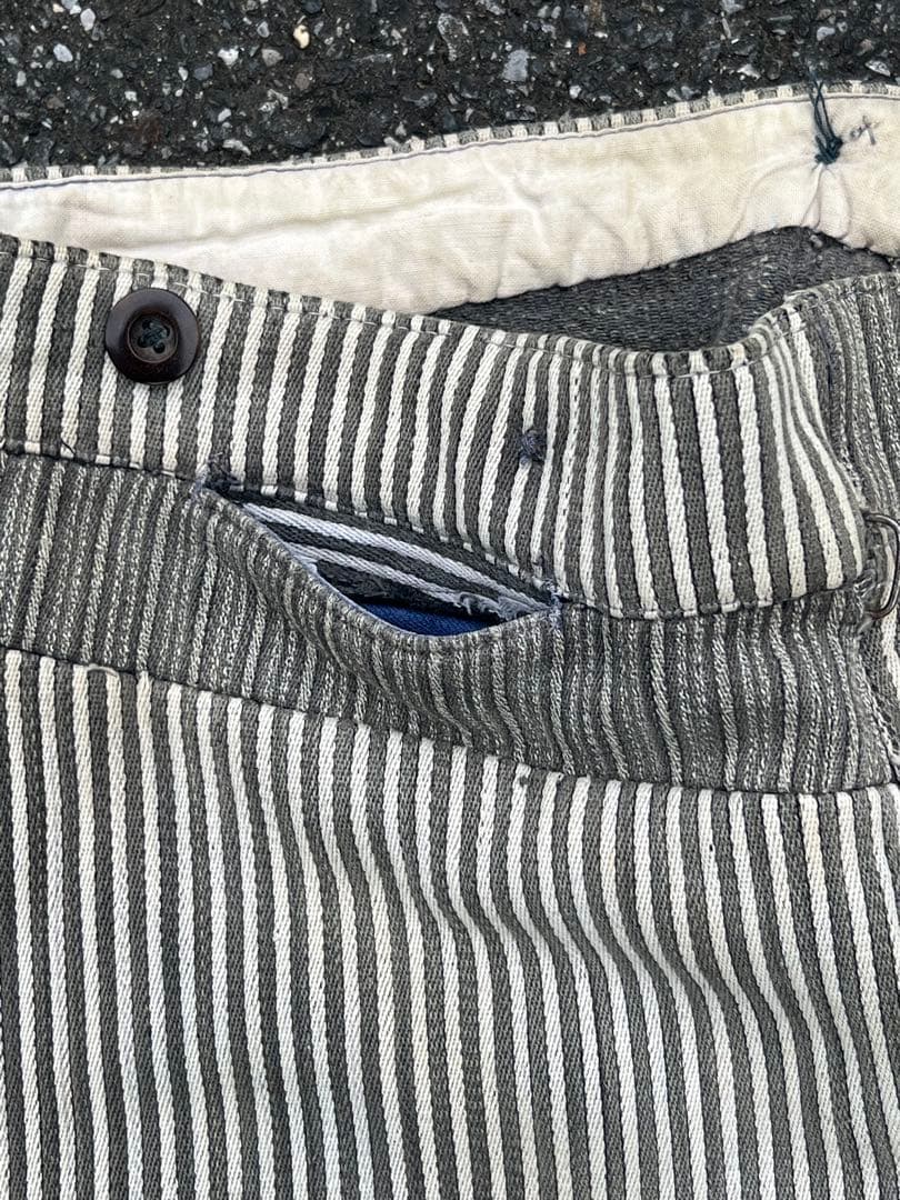 30s-50s ユーロヴィンテージ フレンチ コットンピケパンツ ストライプ