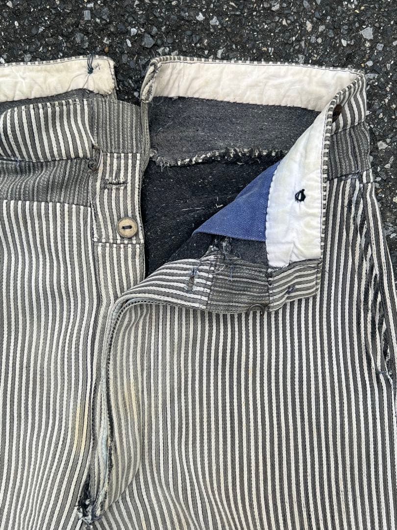 30s-50s ユーロヴィンテージ フレンチ コットンピケパンツ ストライプ