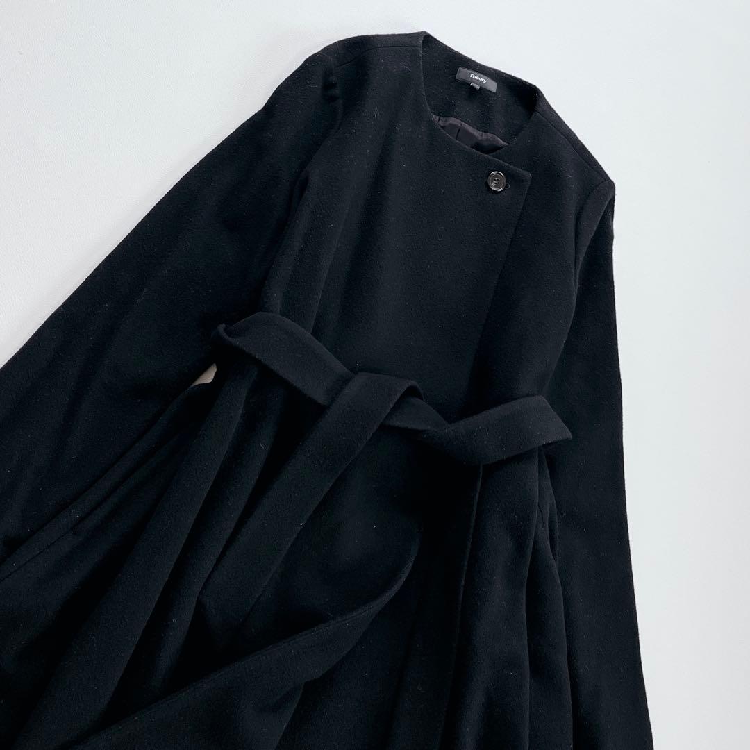 みんた 　美品✨Theory ノーカラーコート　ベルト　近年　ウール