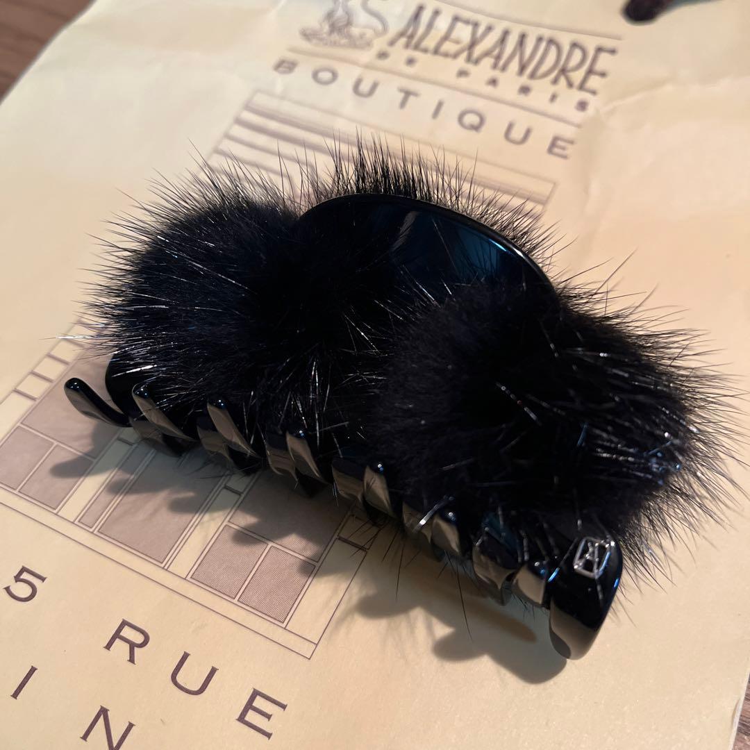 超美品アレクサンドルドゥパリ　ミンクファークリップ　黒