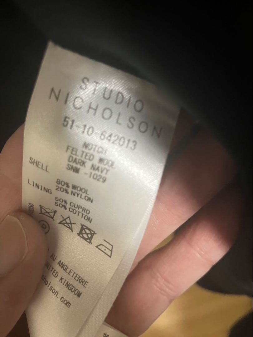 スタジオニコルソン NOTCH COAT IN DARK NAVY