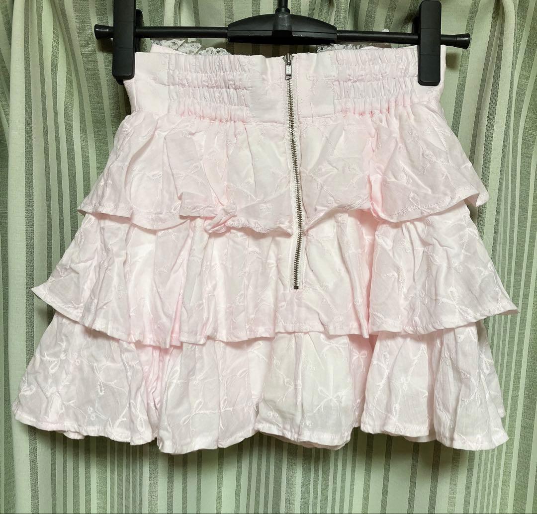 Ank Rouge コットンレーススカパン ピンク