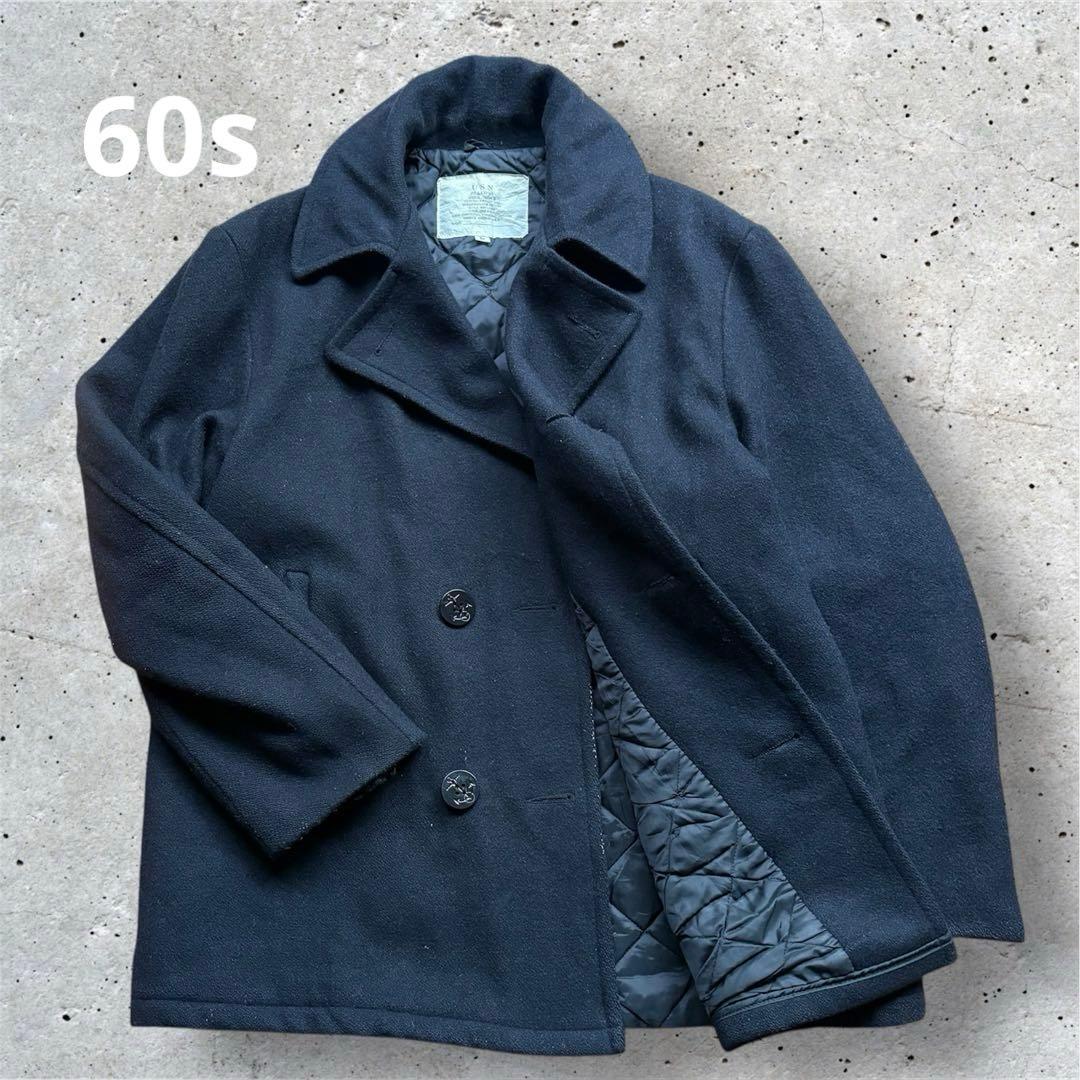 USA ミリタリー Pコート　60s アンカーボタン　内側キルティング