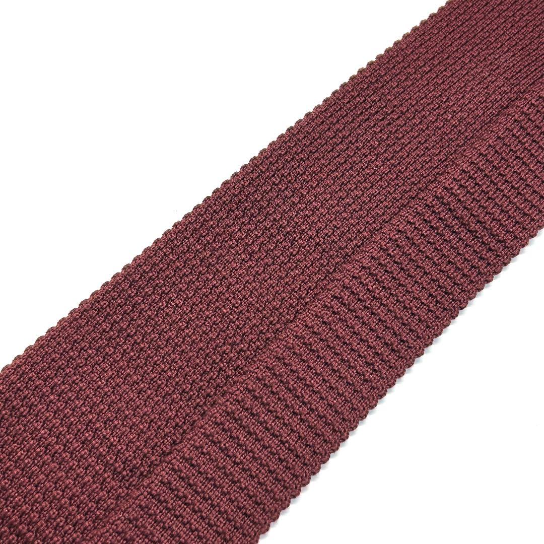 【新品タグ付き✨】エルメス ネクタイ ニットタイ レッド ロゴ刺繍 無地 シルク