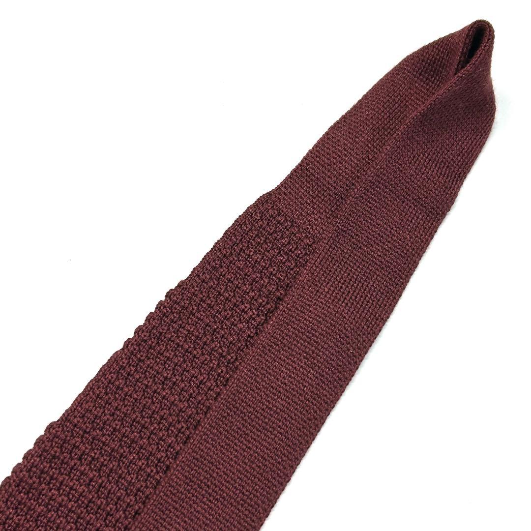 【新品タグ付き✨】エルメス ネクタイ ニットタイ レッド ロゴ刺繍 無地 シルク