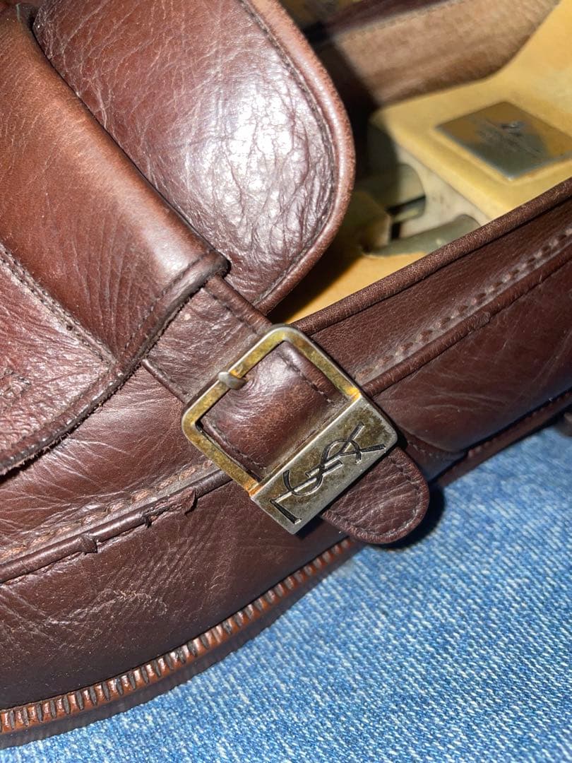 銘品ヴィンテージ【イヴ・サンローラン YSL】キルトローファーレザーシューズ