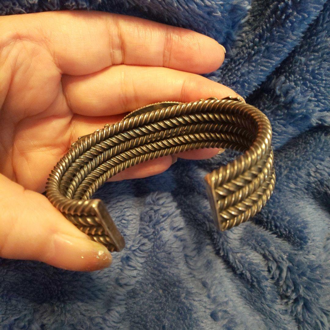 9／10迄価格！ナバホ族ゲイリーリーブス作 シルバーホワイトバッファローバングル