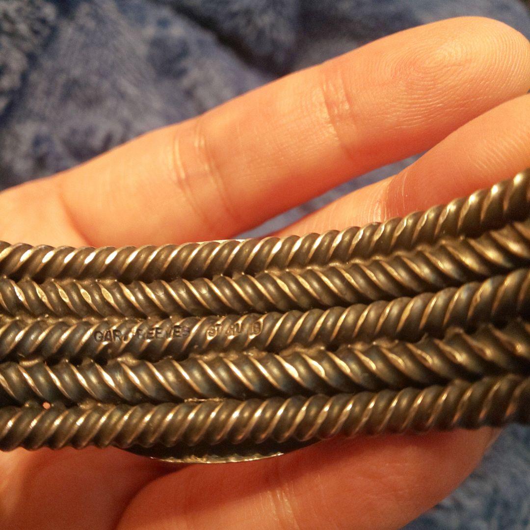 9／10迄価格！ナバホ族ゲイリーリーブス作 シルバーホワイトバッファローバングル