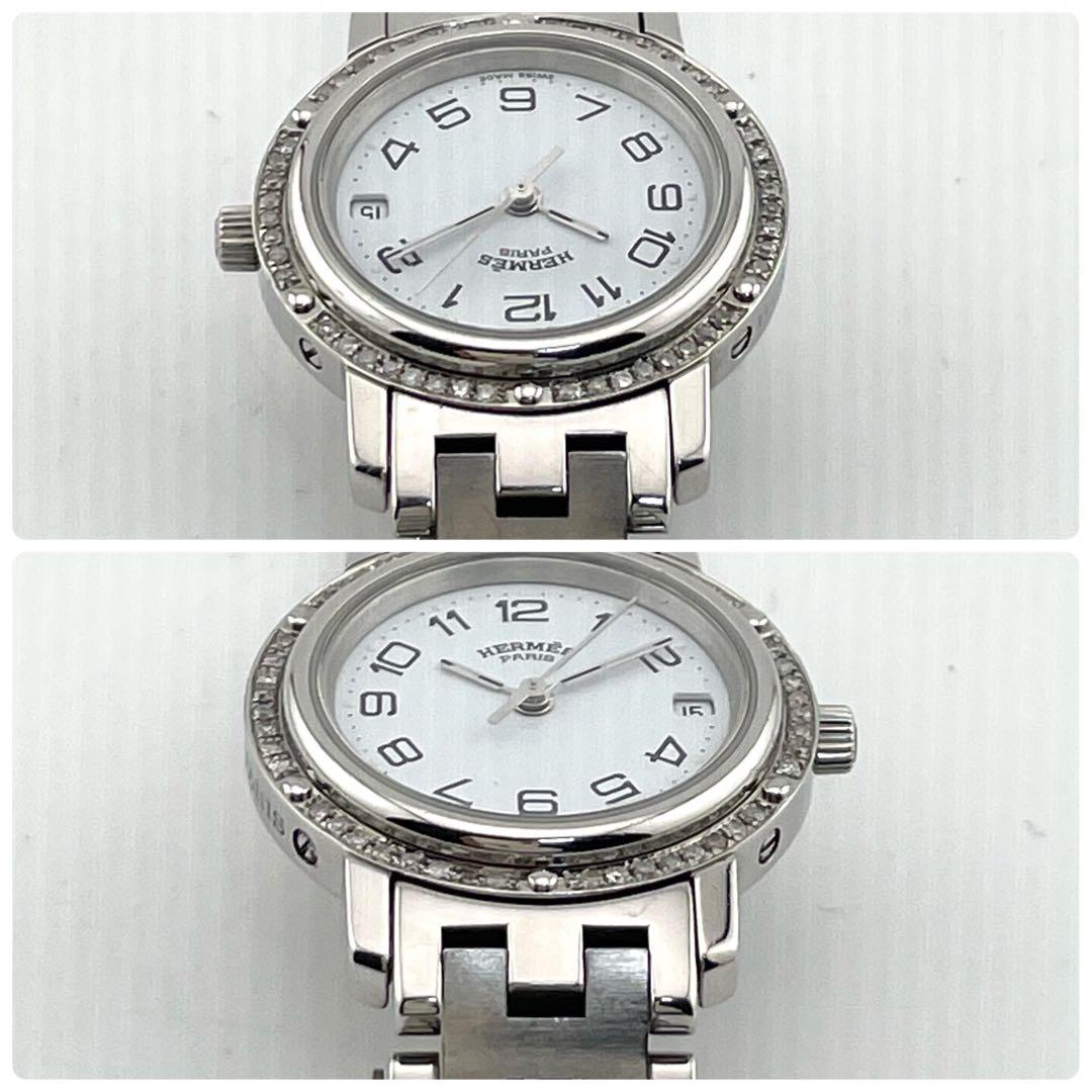エルメス　クリッパー　ダイヤベゼル　デイト　腕時計　レディース　動作未確認