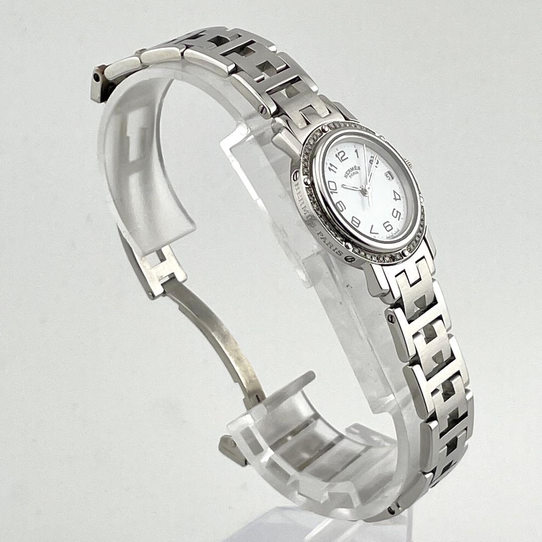 エルメス　クリッパー　ダイヤベゼル　デイト　腕時計　レディース　動作未確認