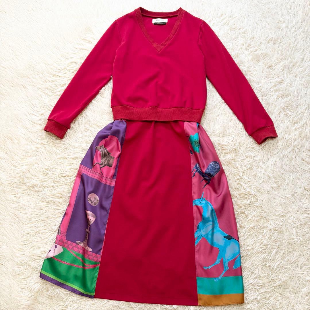 ✨美品✨MUVEIL×M!DOR! Vネック長袖プルオーバーコンビワンピース