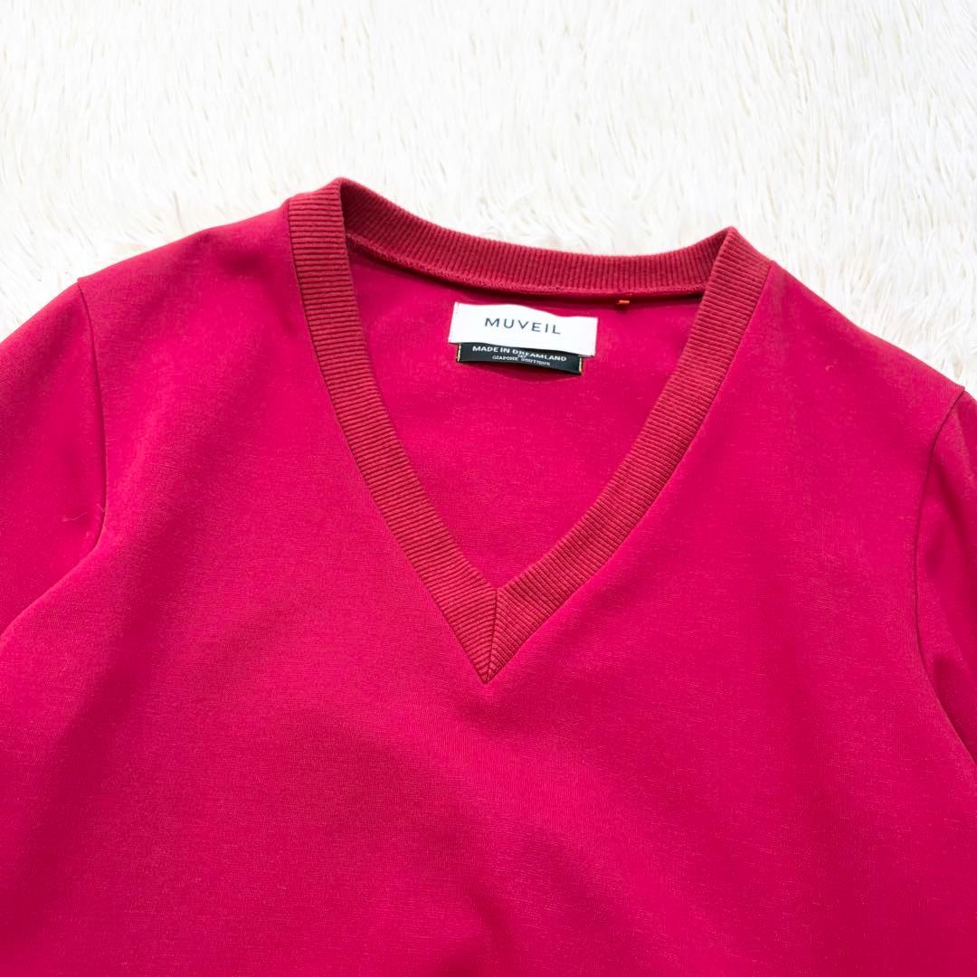 ✨美品✨MUVEIL×M!DOR! Vネック長袖プルオーバーコンビワンピース