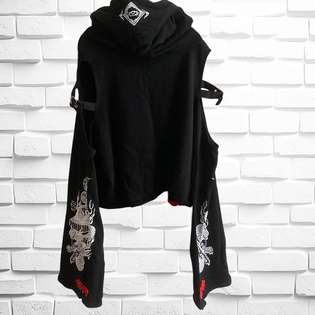 REFLEM レフレム クロップドチャイナパーカー ブラックレッド