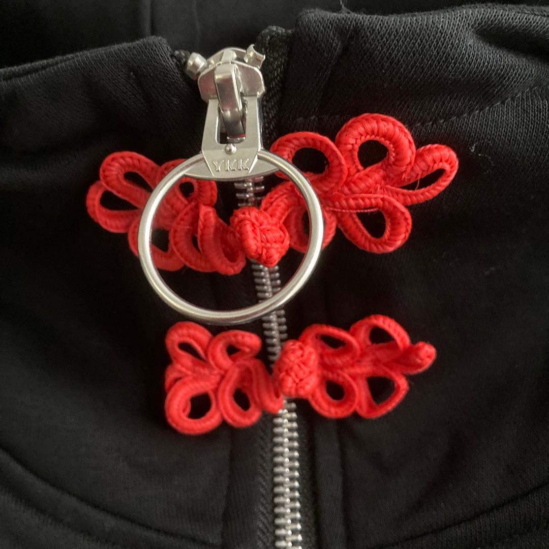 REFLEM レフレム クロップドチャイナパーカー ブラックレッド